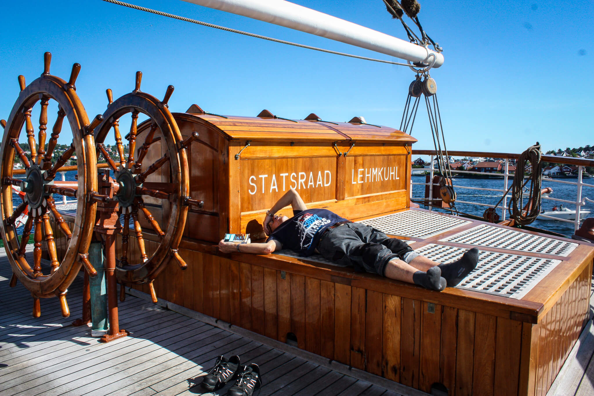 Man sleeping on a tallship